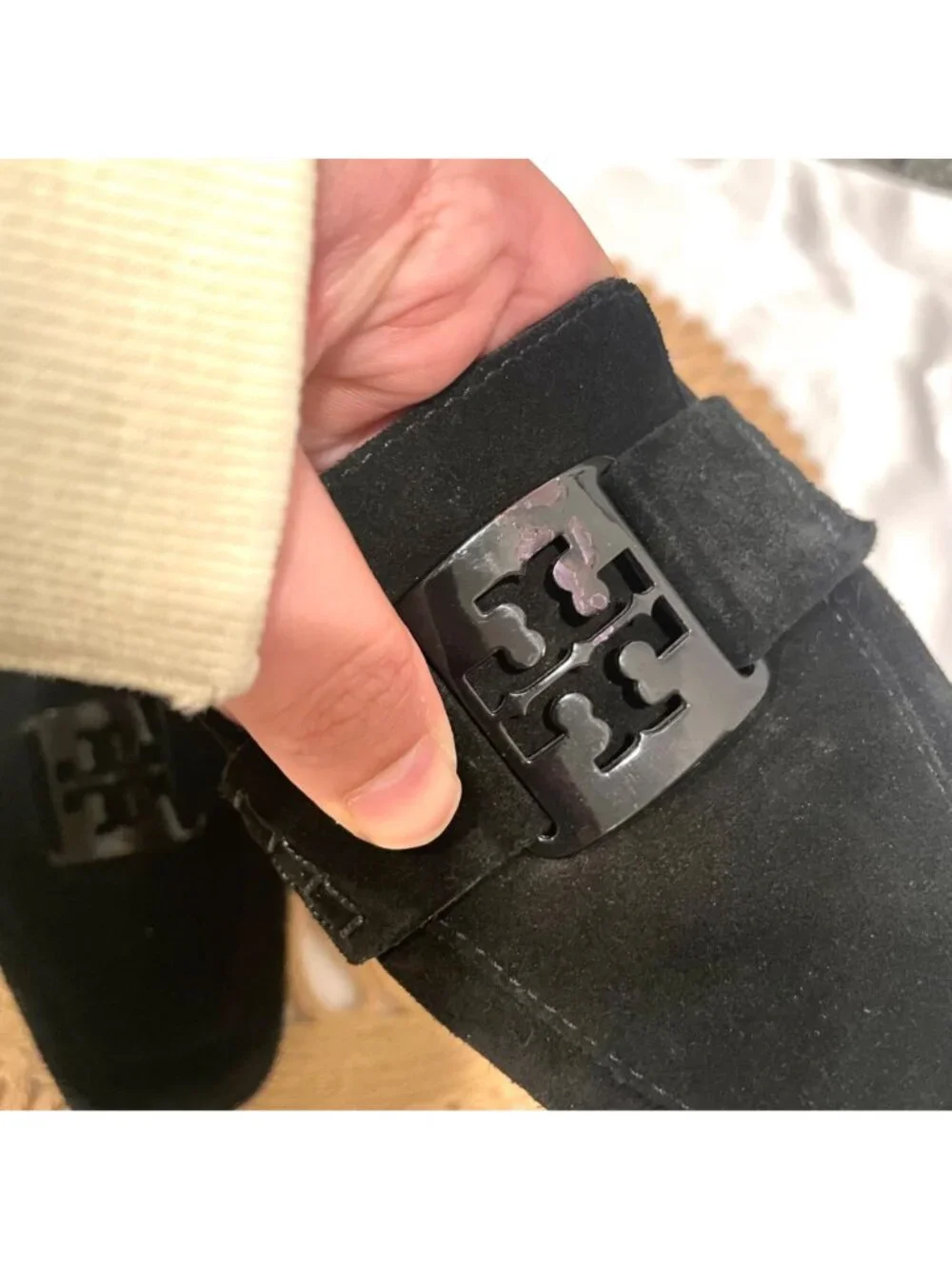 Tory Burch Georgia Loafers in Perfect Black Suede Size 7.5 Old Money Chic